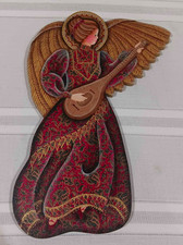 Oval High-Relief Resin Wall Plaque of an Angel Playing a Lute/Mandolin — listing 3