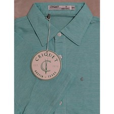 Criquet Striped Cotton Long-Sleeve Players Polo Shirt, Blue/Green Stripe, Size XXL — listing 3