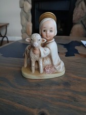 Resin Angel with Kneeling Lamb Figurine / Music Box — listing 4
