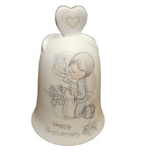 Precious Moments Bisque Porcelain Miniature Bell Ornament with Praying Angel
