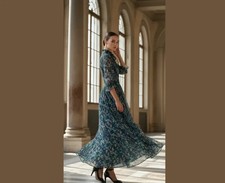 Tropical Floral Striped High-Neck Maxi Dress — listing 3
