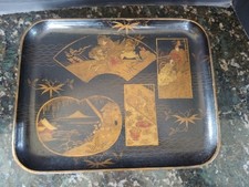 Japanese Black Lacquer-Style Vase with Gold Landscape Decoration — listing 4