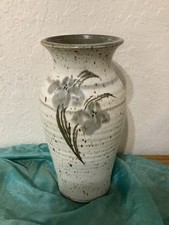 Studio Art Pottery Ribbed Bud Vase with Lavender & Tan Drip Glaze — listing 6
