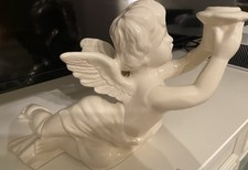 Cast Resin Cherub Angel Figurine with Bird, Heart and Dried Floral Halo — listing 2