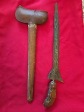 Antique Javanese Keris with 13 Luk Dapur Sengkelat Blade, Silver and Gold Fittings, Kemuning Wood Warangka — listing 4
