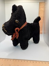 Vintage Black Mohair Scottie Dog Stuffed Toy with Glass Eyes and Felt-Lined Ears — listing 6