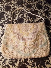 beaded clutch Vintage Beaded Evening Clutch with Detachable Chain Strap — listing 3
