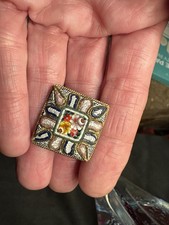 Antique Italian Micromosaic Floral Medallion Pendant with Seed Pearl Halo No visible marks — listing 4
