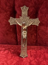 Vintage Brass Wall Crucifix with Corpus Christi and Radiant Halo — listing 2