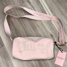 Juicy Couture Pink Velvet Rhinestone Logo Satchel Handbag — listing 5