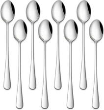 Set of 4 Stainless Steel Iced Tea Spoons with Ornate Baroque-Style Pierced Handles — listing 4