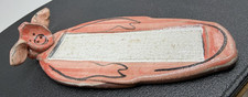Vintage Terracotta Redware Covered Butter Dish with Embossed Floral Swag Motif — listing 4