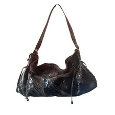 Handcrafted Patchwork Snakeskin & Leather Shoulder Bag with Studded Medallion Detailing — listing 2