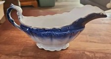 Antique Flow Blue Gravy Boat with Floral Scrollwork — listing 5
