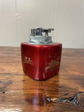 Vintage Japanese Carved Resin Barrel Table Lighter with Mt. Fuji & Eagle Motif — listing 4