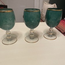 Vintage Clear Glass Wine Goblet with Heavy Bulbous Base — listing 2