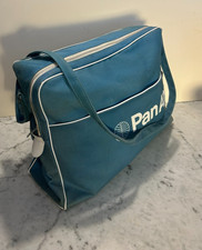 Vintage Pan Am Blue Vinyl Travel Flight Bag with Globe Logo — listing 3