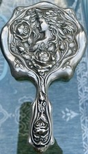 Antique Victorian-Style Silver Plate Repoussé Hand Mirror with Floral Rococo Motif — listing 5