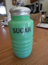 Vintage Jadeite Ribbed Beehive Salt/Spice Shaker Jar, 4 inches tall (No Lid)