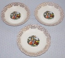 Vintage 22 KT Gold Decorated Cabinet Plate with Colonial Courting Couple Scene — listing 2