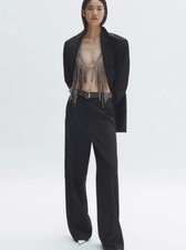 Stella McCartney Cream Silk-Blend Elastic-Waist Trousers with Zip Pockets, Size 46 — listing 2