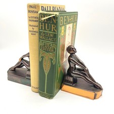 Pair of Bronze Erotic Nude Figural Bookends on Marble Bases