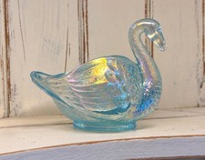 Imperial Glass Blue Figural Beehive Covered Candy Dish with Bee Finial