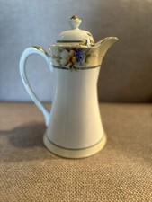 Antique Noritake Hand-Painted Chocolate Pot, White & Gold Moriage with Pink Roses — listing 4