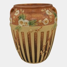 Roseville Pottery Cherry Blossom Two-Handled Vase, Brown, Shape 621-6 — listing 2