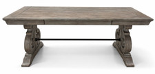 Vintage Solid Pine Trestle Dining Table with Matching Bench (Colonial/Early American Style) — listing 2