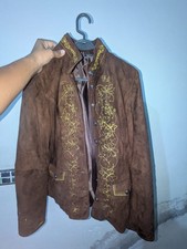 Vintage Child's Suede Leather Western Cowboy Vest with Southwestern Beaded Trim and Horse Rider Motif — listing 4