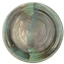 Handmade Studio Pottery Stoneware Charger with Oxblood/Blue Drip Glaze
