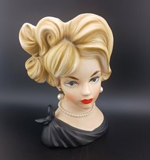 Vintage Napcoware Lady Head Vase with Pearl Jewelry and Upswept Hair — listing 5