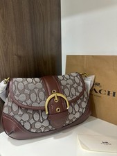 Coach Signature Optic Art Soho Flap Shoulder Bag, Pink Multicolor with Tan Leather Trim — listing 3