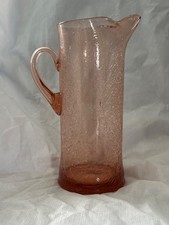 Vintage Clear Glass Ball-Body Water Pitcher with Ice Lip and Applied Handle — listing 3