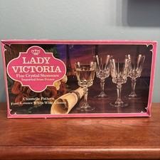 Lady Victoria Fine Crystal Chantelle Pattern White Wine Glasses, Set of 4 (6 oz) — listing 5