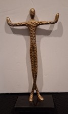 Brass Abstract Figural Sculpture, Kneeling Nude Figure with Spherical Head, listing 3