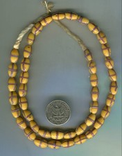Vintage African Trade Bead Necklace with Venetian Chevron Focal Bead, Millefiori & Hand-Painted Glass Beads