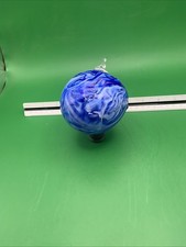 Vintage Blue Swirl Glass Serving Bowl with Scalloped Rim — listing 3