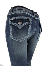Grace in LA Women's Bootcut Jeans, Size 28, Embellished Flap Pockets — listing 5