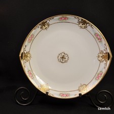 Hand Painted Nippon Porcelain Handled Cake Plate with Pink Roses — listing 4
