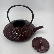 Japanese-Style Cast Iron Hobnail Tetsubin Teapot with Cup, Navy Blue