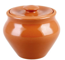 Vintage Brown Glazed Stoneware Bean Pot with Double Handles — listing 2