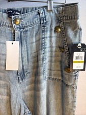 High-Waisted Navy Sailor Shorts with Double-Button Front, Size M — listing 4