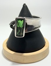 Uno de 50 Leather & Silver-Plated Cuff Bracelet with Smoky Gray-Green Faceted Crystal, listing 6
