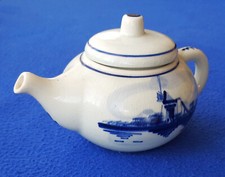 Blue Delft Deco Handpainted Windmill & Floral Teapot, White and Blue — listing 3
