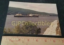 Antique Photoengravure of a Four-Funnel Ocean Liner Mounted on Wood, 8.5cm Small Block
