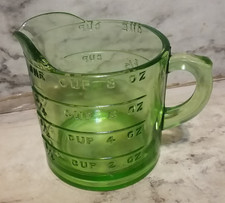 Vintage Depression Glass Green Uranium Glass 1-Cup Measuring Cup with Embossed Measurements — listing 2