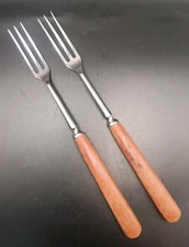 Pair of Two-Tine Fondue Forks with Black Handles — listing 2