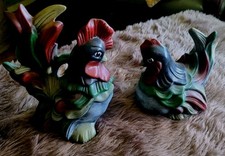 Ceramic Rooster and Hen Figurine Set with Harvest Vegetable Bases — listing 5